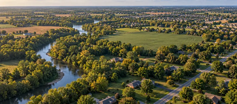 Aerial view of a roof in Galloway, OH
