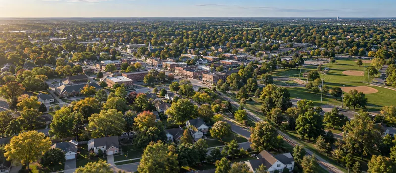 Aerial view of a roof in Hilliard, OH