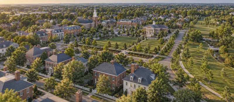 Aerial view of a roof in New Albany, OH
