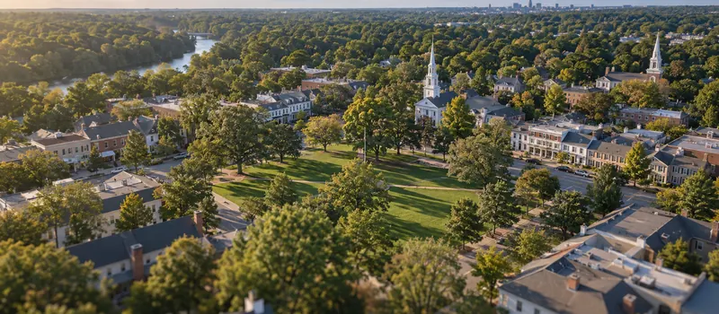 Aerial view of a roof in Worthington, OH